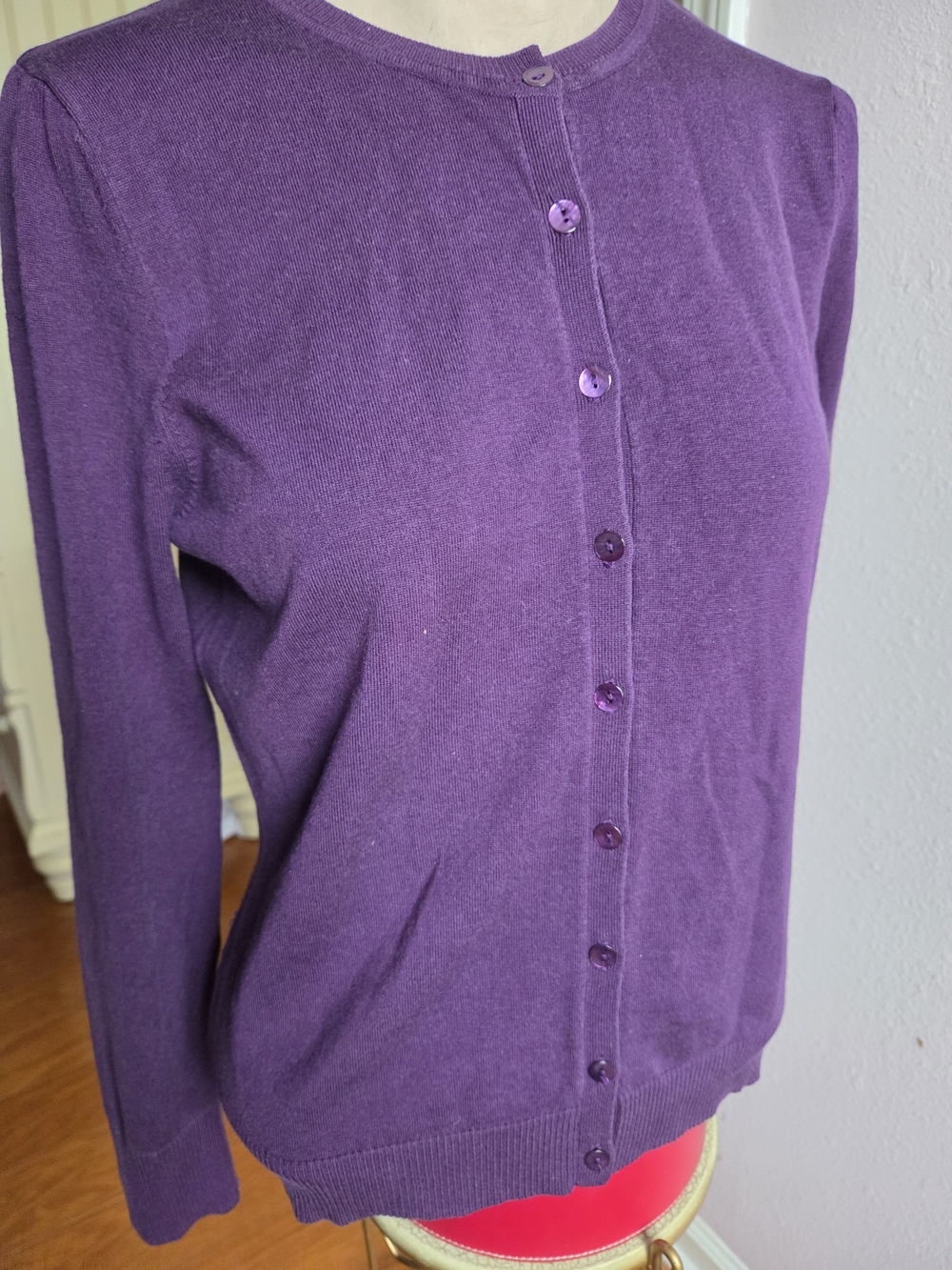 Purple Button-Front Women’s Sweater